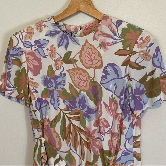 Vintage Bichon by Sarah Edwards Floral Midi Length Dress size 2 Petite - Picture 2 of 13